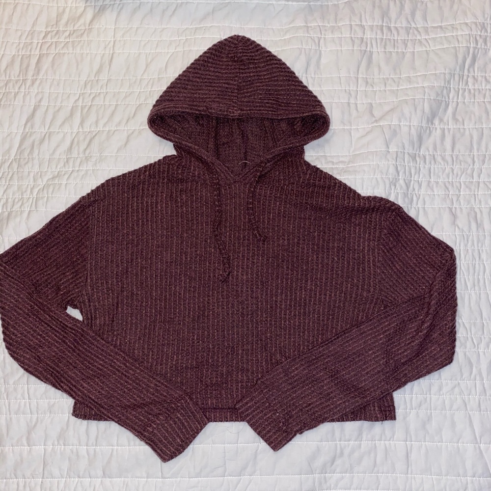 Grape thermal material crop hoodie